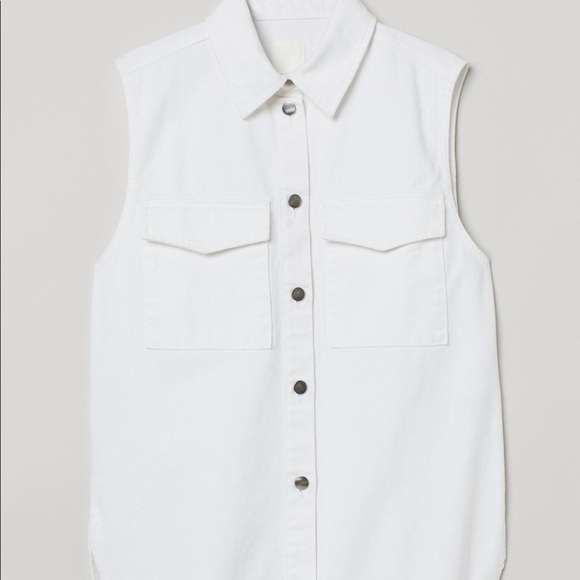 NWT White Denim H&M  Small button-up Oversized Vest - Picture 2 of 6